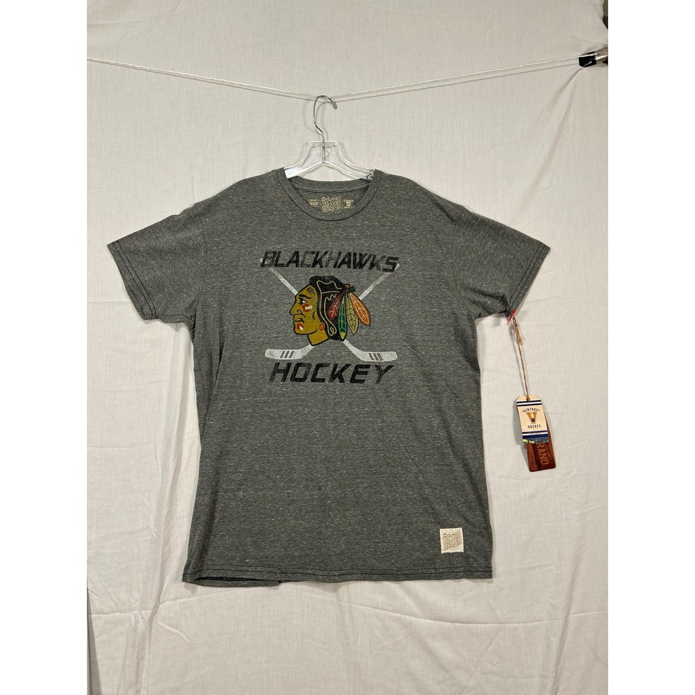 Retro Brand Chicago Blackhawks NHL Mens XL T-Shirt Heather Grey Made in USA NEW